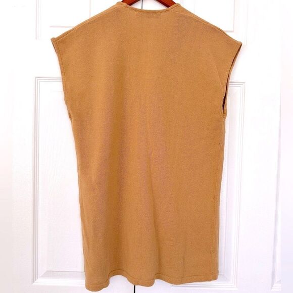 ZARA Sweater Rustic Knit Sleeveless Sweater Vest Camel Size XS - Size S - Picture 8 of 13